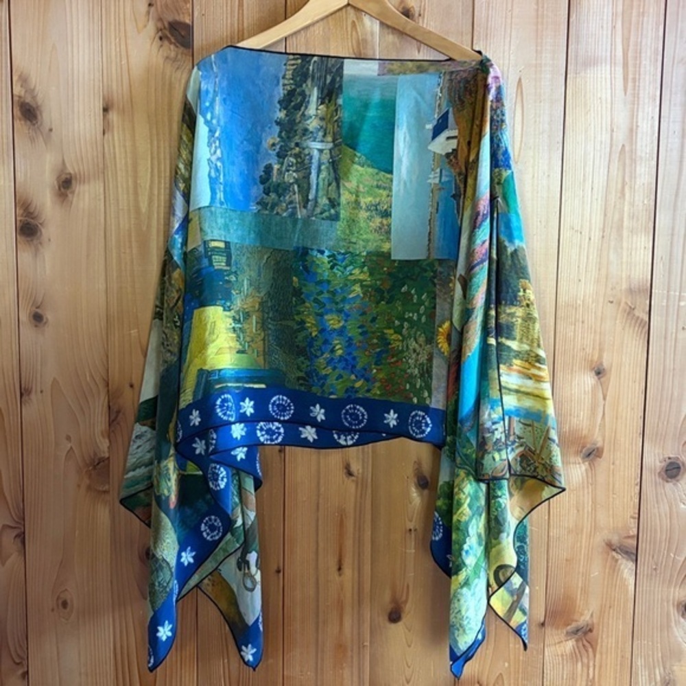 URU Silk Poncho one size silk art to wear Top